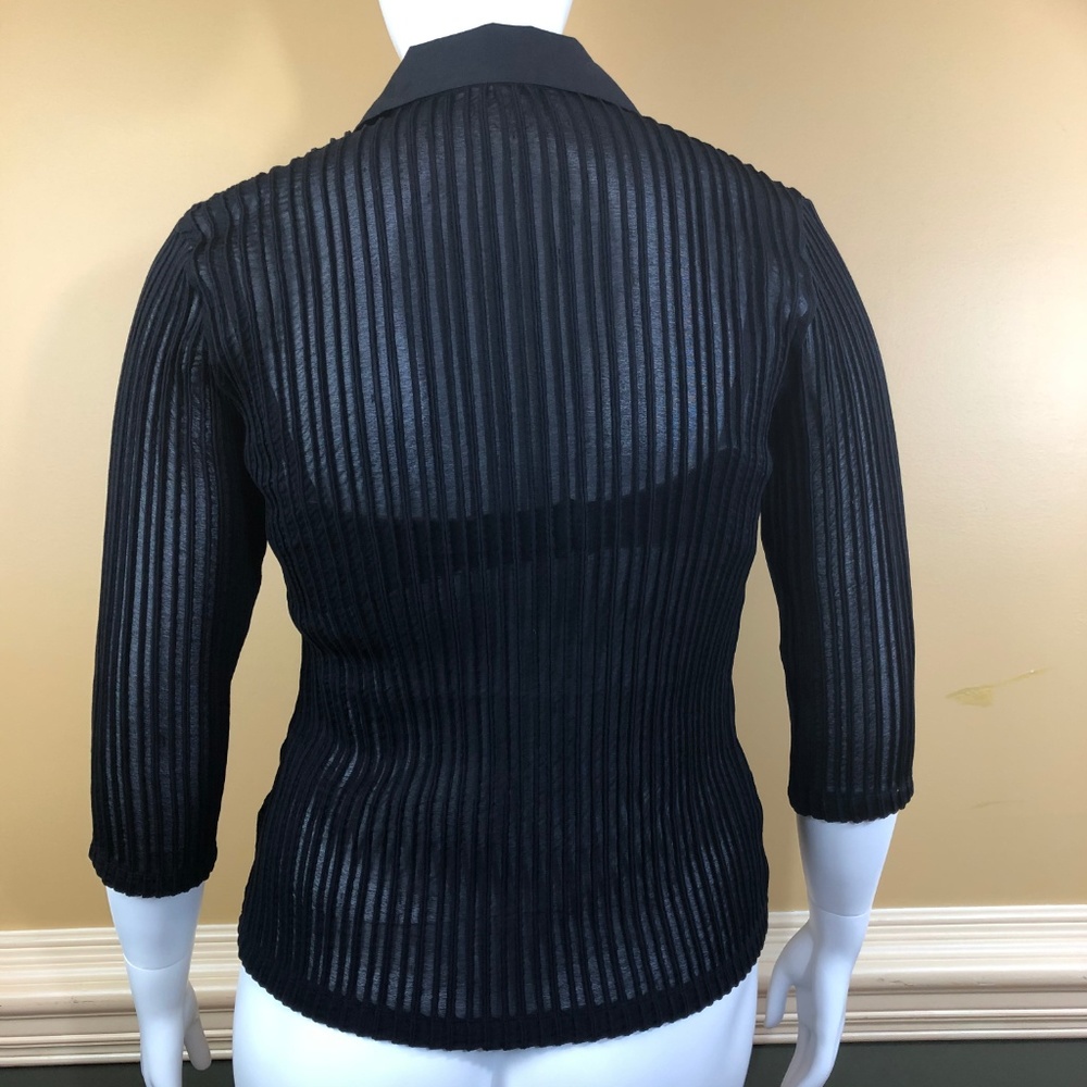 Fashion Bug Button Down Blouse Ribbed Sheer - Picture 3 of 7